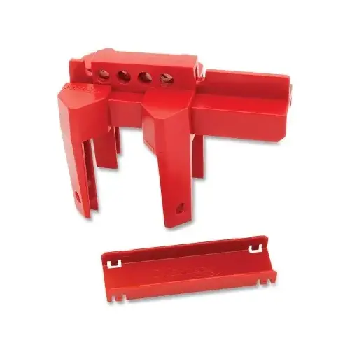 Adjustable Ball Valve Lockout, 3 in W x 4 in H x 5-1/4 in L, 4-Leg Quarter Turn Valve Lockout Red Adjustable Ball Valve Lockout, 3 in W x 4 in H x 5-1/4 in L, 4-Leg Quarter Turn Valve Lockout Red