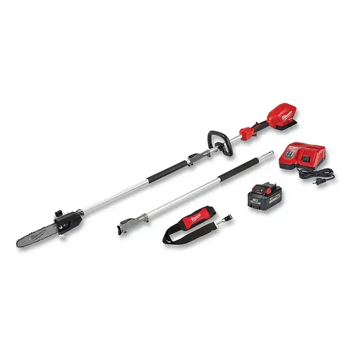 M18 FUEL 10 in. 18V Lithium-Ion Brushless Electric Cordless Pole Saw Kit with Attachment Capability and 8.0 Ah Battery Red