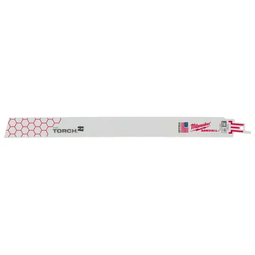 Reciprocating Saw Blade, 1 in W, 12 in L, 18 TPI, Bi-Metal Cutting Edge White - pack of 5 Reciprocating Saw Blade, 1 in W, 12 in L, 18 TPI, Bi-Metal Cutting Edge White - pack of 5