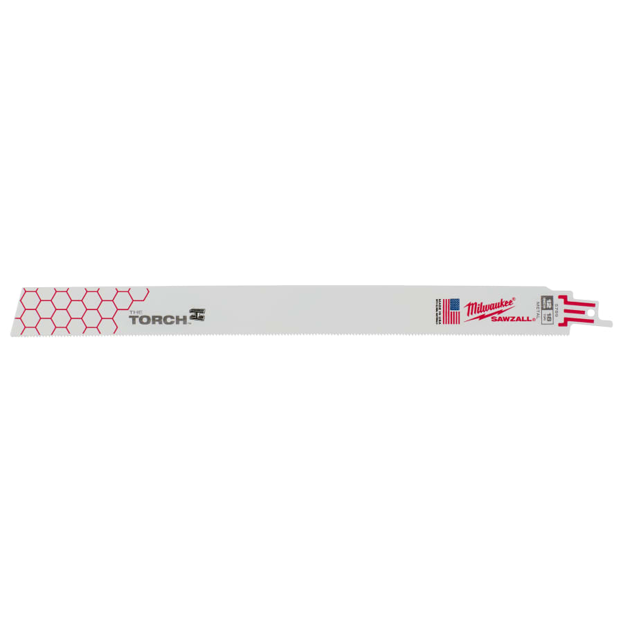 Milwaukee 48-00-5789 Reciprocating Saw Blade, 1 in W, 12 in L, 18 TPI, Bi-Metal Cutting Edge White - pack of 5