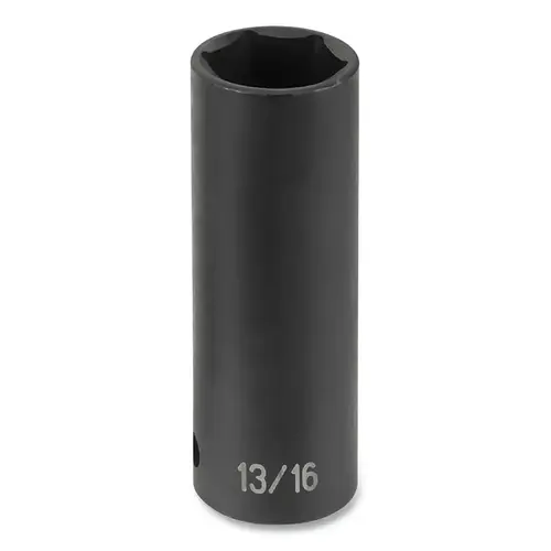 Impact Socket, 1/2 in Drive Size, 22 mm Socket Size, Hex, 6-point, Extra-Thin Wall, Deep Length Impact Socket, 1/2 in Drive Size, 22 mm Socket Size, Hex, 6-point, Extra-Thin Wall, Deep Length