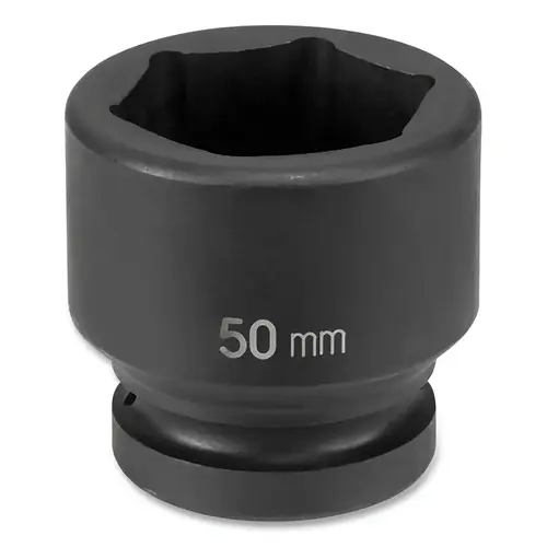 Impact Socket, 1 in Drive Size, 27 mm Socket Size, Hex, 6-point, Standard Length Impact Socket, 1 in Drive Size, 27 mm Socket Size, Hex, 6-point, Standard Length