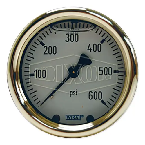 Brass Liquid Filled Gauges, 0 to 400 psi, 1/4 in NPT(M), Center Back Mount - pack of 3 Brass Liquid Filled Gauges, 0 to 400 psi, 1/4 in NPT(M), Center Back Mount - pack of 3
