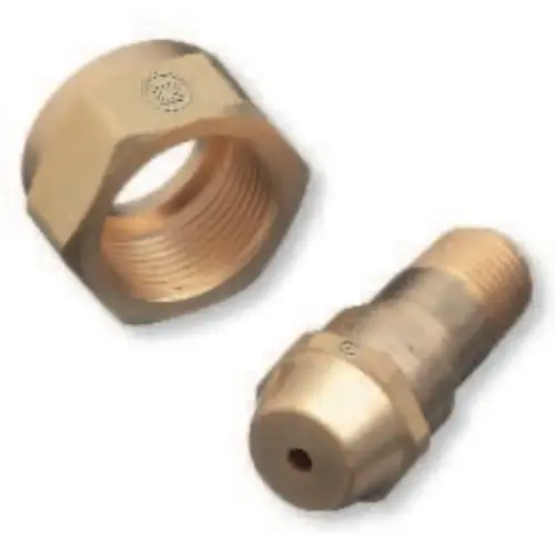 Regulator Inlet Nipple, Acetylene (B), 1/4 in (NPT), 1-3/4 in L, Brass, CGA-520