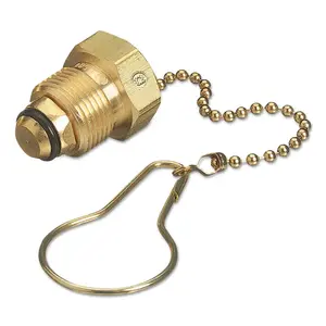 WESTERN ENTERPRISES 992 Chain and Plug Assembly, 2-Pc Nut and Plug Assembly, 3000 psig, Brass, Argon/Helium/Nitrogen, Brass