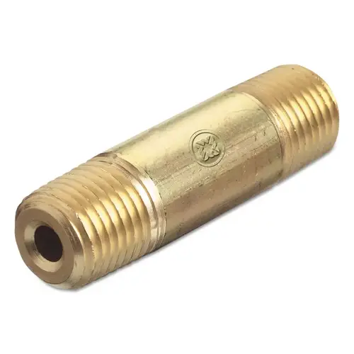 Pipe Thread Nipples, 3000 PSIG, Brass, 1/4 in (NPT), 3 in Long Pipe Thread Nipples, 3000 PSIG, Brass, 1/4 in (NPT), 3 in Long