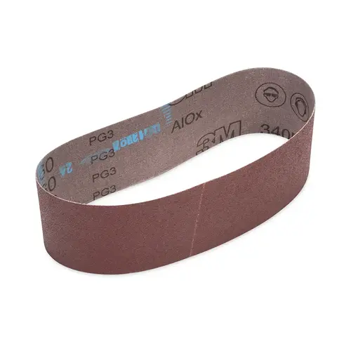 Cloth Belt, 340D, X-Weight, 3 in W x 24 in L, P100 Grit, Aluminum Oxide, Film-lok/Single Flex Brown - pack of 50 Cloth Belt, 340D, X-Weight, 3 in W x 24 in L, P100 Grit, Aluminum Oxide, Film-lok/Single Flex Brown - pack of 50