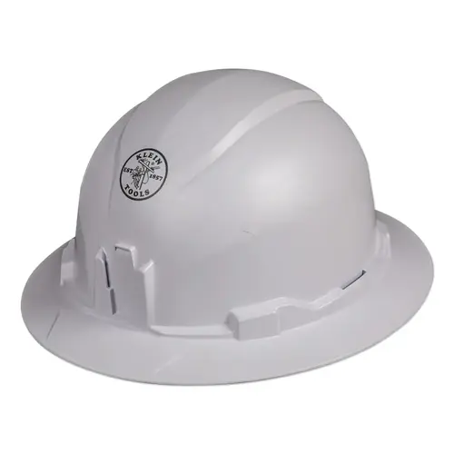 Hard Hat, 4-point Suspension, Full Brim Non-Vented, White Hard Hat, 4-point Suspension, Full Brim Non-Vented, White