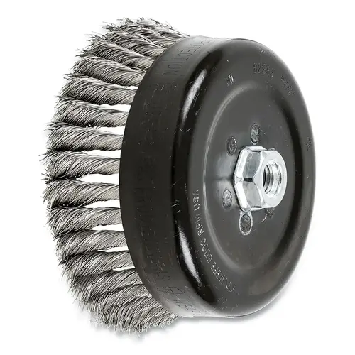 6" KNOT WIRE CUP BRUSH .014 SS WIRE 5/8-11 6" KNOT WIRE CUP BRUSH .014 SS WIRE 5/8-11