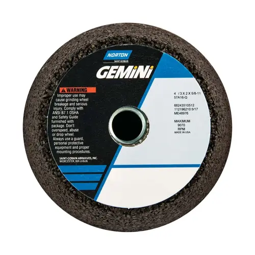 Gemini 57A AO Non-Reinf Portable Snagging Wheels, 4 in Dia, 2 in Thick, 16 Grit Gemini 57A AO Non-Reinf Portable Snagging Wheels, 4 in Dia, 2 in Thick, 16 Grit