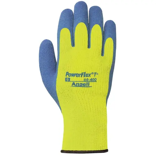 80-400 Fleece-Lined Gloves, Size 10, Hi-Viz Yellow/Blue - 2 per pack x12 packs