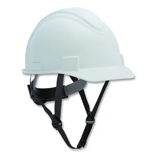 Short Brim Hard Hat, 4-point Ratchet Suspension, Non-Vented, White - pack of 20 Short Brim Hard Hat, 4-point Ratchet Suspension, Non-Vented, White - pack of 20