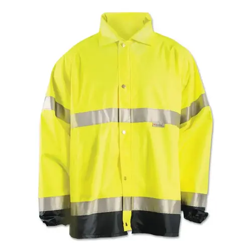 Class 3 Type R Premium Breathable Rain Jacket, 150 Denier Polyester Oxford with PU Coating, Medium, Yellow