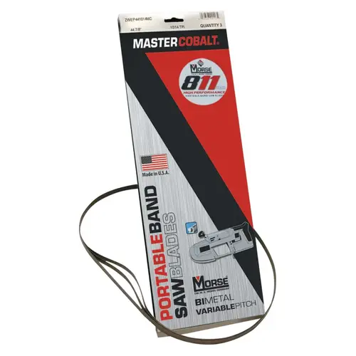 Hi Performance Portable Band Saw Blade, 8/11 TPI, 1/2 x 44 7/8, Bi-Metal - pack of 3 Hi Performance Portable Band Saw Blade, 8/11 TPI, 1/2 x 44 7/8, Bi-Metal - pack of 3