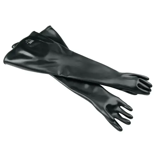 Neoprene Glovebox Gauntlet Gloves, Size 8.5, Black Pair Neoprene Glovebox Gauntlet Gloves, Size 8.5, Black Pair