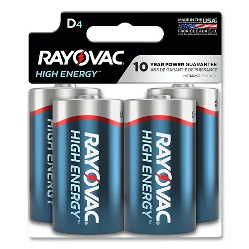 HIGH ENERGY  Alkaline Battery, D, 1.5 V - pack of 12