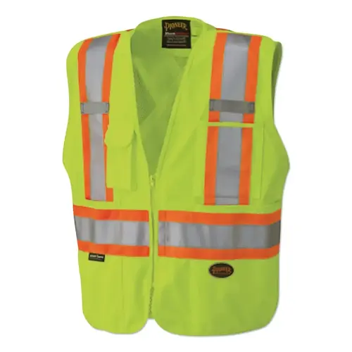 6935AU/6936AU/6937AU HV Zip-Up Snap Break Away Safety Vest, 4X-Large, Green 6935AU/6936AU/6937AU HV Zip-Up Snap Break Away Safety Vest, 4X-Large, Green