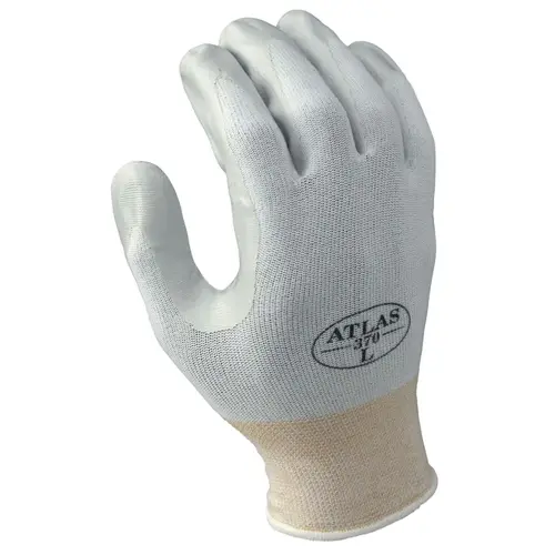 Atlas Assembly Grip 370W Nitrile-Coated Gloves, Size 6, White/Gray - pack of 12 Atlas Assembly Grip 370W Nitrile-Coated Gloves, Size 6, White/Gray - pack of 12