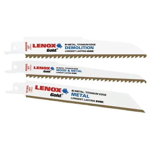 Gold  Power Arc Curved Reciprocating Saw Blade, 8 in L x 3/4 in W x 0.035 in Thick, 18 TPI, Metal, 25 EA/PK - pack of 25