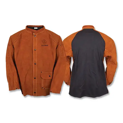 FreedomFlex  Cowhide Jacket, Outside Pocket, 30 in L, Dark Brown/Black, 3X-Large