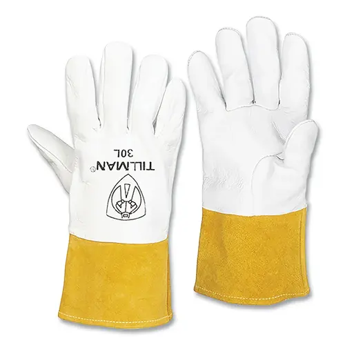 TIG Welding Gloves, 30, Top Gr Pigskin Palm/BOH/Split Cowhide Cuff, Sm, Pearl/Bourbon Brn, 4 in L Straight Cuf - 2 per pack x6 packs TIG Welding Gloves, 30, Top Gr Pigskin Palm/BOH/Split Cowhide Cuff, Sm, Pearl/Bourbon Brn, 4 in L Straight Cuf - 2 per pack x6 packs