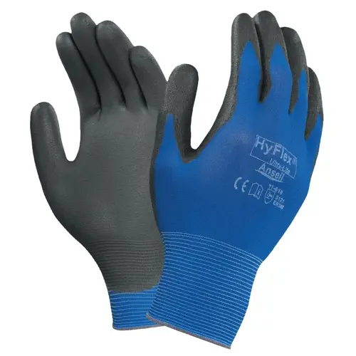 11-618 Polyurethane Palm Coated Gloves, Size 11, Black/Dark Blue - 2 per pack x12 packs 11-618 Polyurethane Palm Coated Gloves, Size 11, Black/Dark Blue - 2 per pack x12 packs
