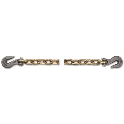 Grade 70 Transport Tiedown Chain Assemblies, 3/8 in, 6,600 lb Load, Yellow, 25ft Gold