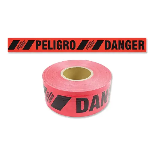 Reinforced Barricade Tape, 3 in x 500 ft, Danger/Peligro, Red Reinforced Barricade Tape, 3 in x 500 ft, Danger/Peligro, Red