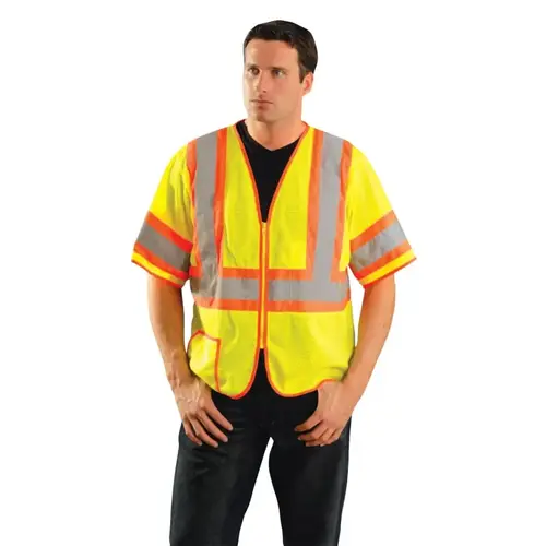 Class 3 Mesh Vests with Silver Reflective Tape, Large, Hi-Viz Yellow Class 3 Mesh Vests with Silver Reflective Tape, Large, Hi-Viz Yellow