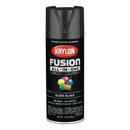 Fusion All-in-One Paint + Primer, 12 oz, Black, Gloss Fusion All-in-One Paint + Primer, 12 oz, Black, Gloss