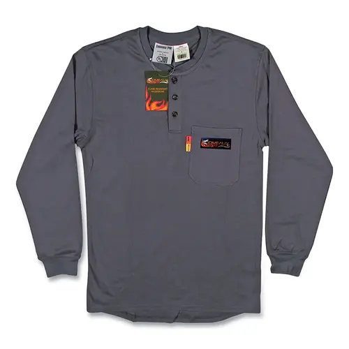 FR Treated Henley Shirts, 4X-Large, Grey FR Treated Henley Shirts, 4X-Large, Grey