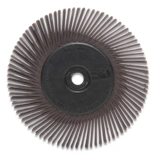 Radial Bristle Brush, 6 in D x 1/2 in W, 10,000 rpm, Grit 36 Dark Brown Radial Bristle Brush, 6 in D x 1/2 in W, 10,000 rpm, Grit 36 Dark Brown