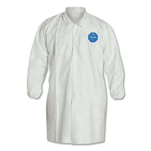 Tyvek  Lab Coats No Pockets Knee Length, X-Large, White - pack of 30