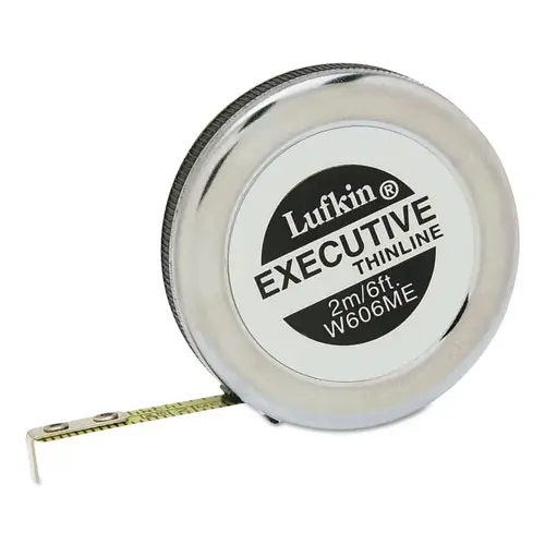 Executive  Thinline Measuring Tapes, 1/4 in x 8 ft Metallic