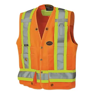 Pioneer V1010151U3XL 6692AU/6693AU HV Woven 150D Multi-Pocket Surveyor Vest, 3X-Large, Orange