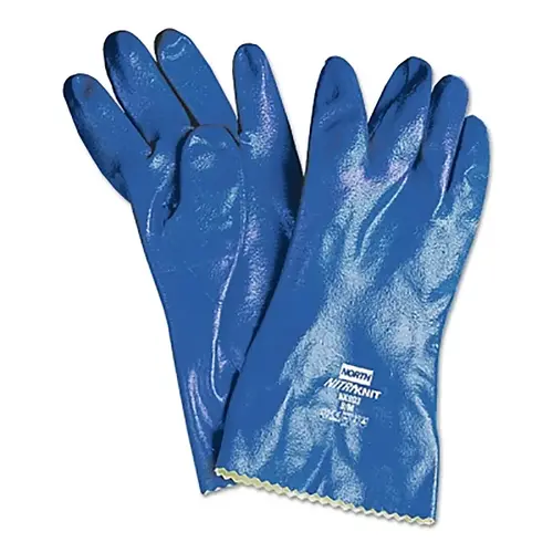 Nitri-Knit Supported Nitrile Gloves, Elastic Cuff, Interlock Lined, 10, Blue Pair Nitri-Knit Supported Nitrile Gloves, Elastic Cuff, Interlock Lined, 10, Blue Pair