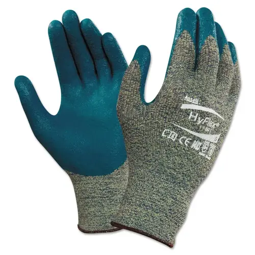 11-501 Nitrile Palm Coated Gloves, Size 9, Gray/Blue - 2 per pack x12 packs
