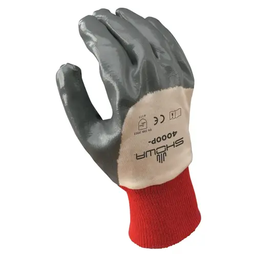 Nitri-Flex Nitrile Coated Gloves, Large, Gray/Red Nitri-Flex Nitrile Coated Gloves, Large, Gray/Red