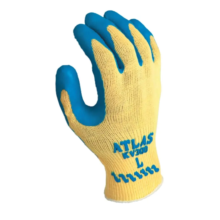 Showa Atlas Rubber Palm-Coated Gloves Medium Blue/Yellow - pack of 12 KV300M-08 Showa Atlas Rubber Palm-Coated Gloves Medium Blue/Yellow - pack of 12 KV300M-08