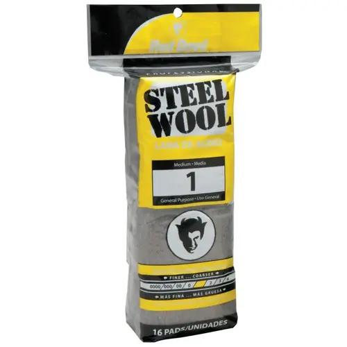 Steel Wool, Medium, #1 - pack of 16