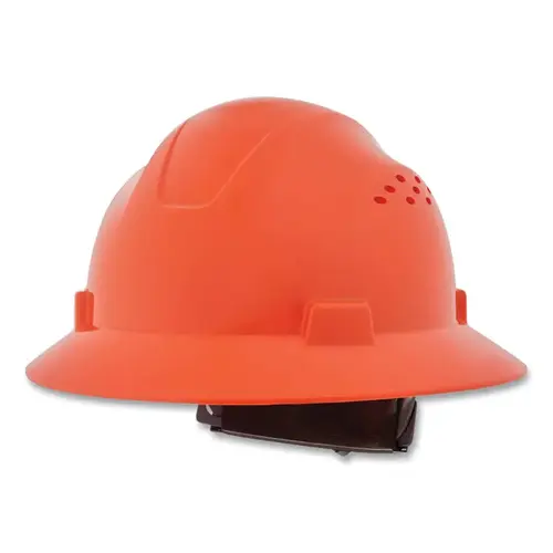 Advantage Series Full Brim Vented and Non-Vented Hard Hat, 4 pt Rapid Dial, Vented, Orange Advantage Series Full Brim Vented and Non-Vented Hard Hat, 4 pt Rapid Dial, Vented, Orange