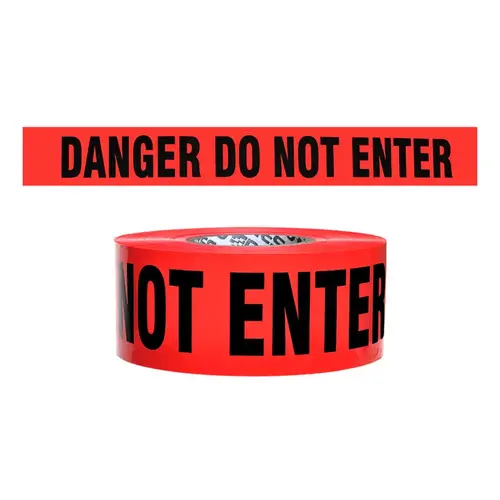 Barricade Tape, 3 in W x 1000 ft L, DANGER DO NOT ENTER, Red Barricade Tape, 3 in W x 1000 ft L, DANGER DO NOT ENTER, Red