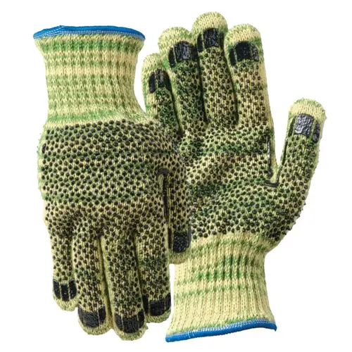 Metalguard Heavy Weight Gloves with PVC Dots, X-Large, Gray/Green/Yellow - 2 per pack x12 packs Metalguard Heavy Weight Gloves with PVC Dots, X-Large, Gray/Green/Yellow - 2 per pack x12 packs