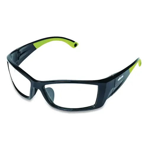 XP460 Series Protective Eyewear Safety Glasses, Clear Lens, Polycarbonate, Blk/Grn Frame - pack of 12