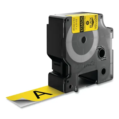 Industrial Rhino  Flexible Nylon Label Cartridge, 1 in W x 11.5 ft L, Black Print on Yellow Background - pack of 5