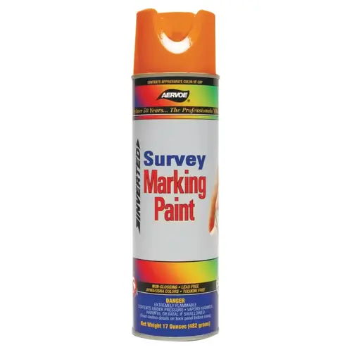 Survey Marking Paint, 20 oz, Aerosol Can, Fluorescent Orange - pack of 12 Survey Marking Paint, 20 oz, Aerosol Can, Fluorescent Orange - pack of 12