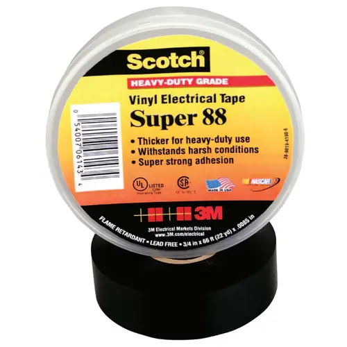 Super 88 Vinyl Electrical Tape, 3/4 in x 44 ft, Black Super 88 Vinyl Electrical Tape, 3/4 in x 44 ft, Black