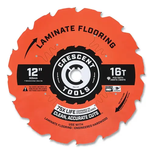 Laminate Flooring Circular Saw Blade, 1 in dia Arbor, 16 Teeth, 12 in dia Blade, 5 EA/PK - pack of 5 Laminate Flooring Circular Saw Blade, 1 in dia Arbor, 16 Teeth, 12 in dia Blade, 5 EA/PK - pack of 5