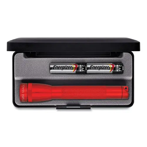 Mini Maglite AA Flashlight, 2 AA, 14 Lumens, Red, Presentation Box