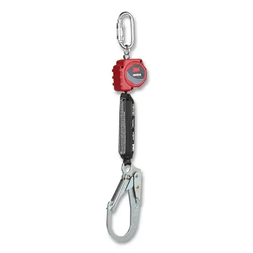 PROTECTA Personal Self Retracting Lifeline, 6 ft, Web, Carabiner Top Connector, Rebar Snap Hook, 310 lb, Single Leg Red PROTECTA Personal Self Retracting Lifeline, 6 ft, Web, Carabiner Top Connector, Rebar Snap Hook, 310 lb, Single Leg Red